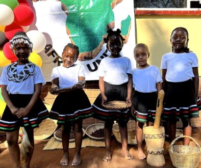 Learners celebrating Africa Day in traditional dress