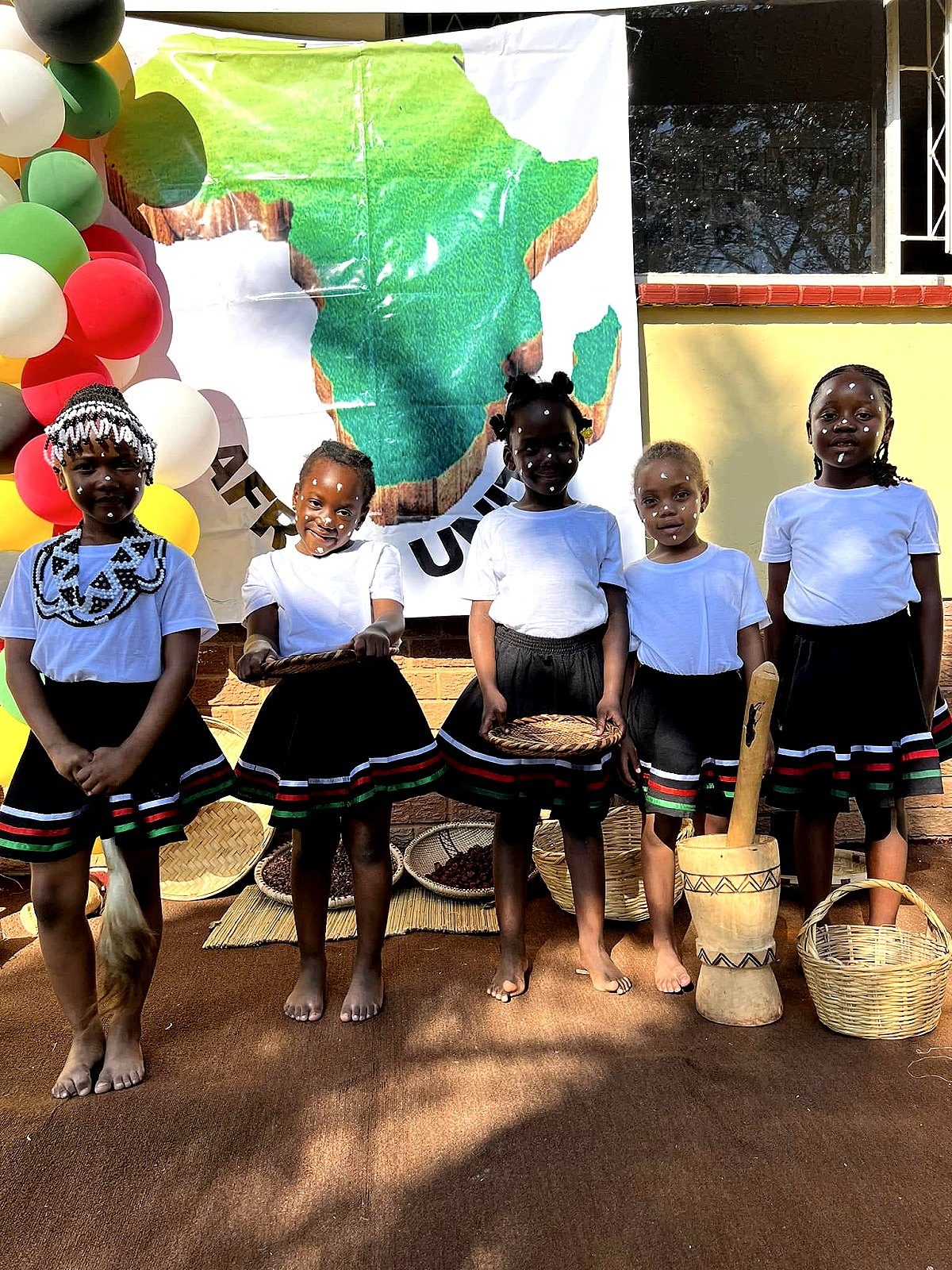 Learners celebrating Africa Day in traditional dress